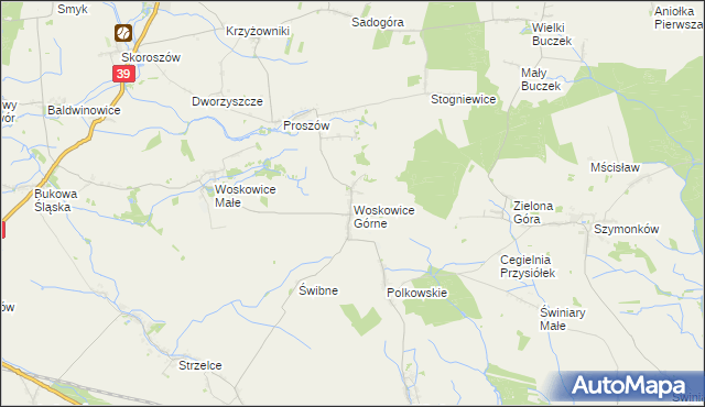 mapa Woskowice Górne, Woskowice Górne na mapie Targeo