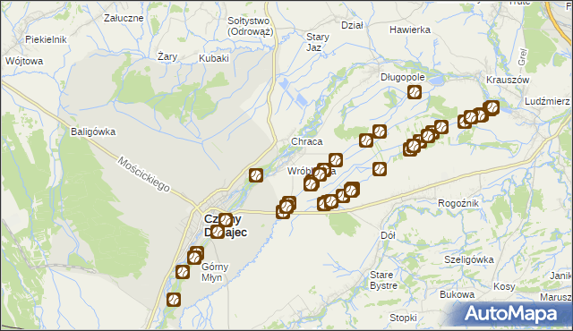 mapa Wróblówka gmina Czarny Dunajec, Wróblówka gmina Czarny Dunajec na mapie Targeo