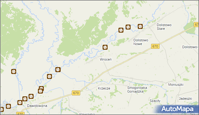 mapa Wroceń, Wroceń na mapie Targeo