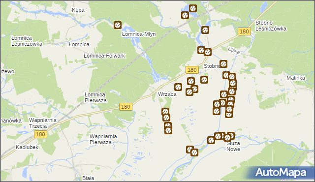 mapa Wrząca gmina Trzcianka, Wrząca gmina Trzcianka na mapie Targeo