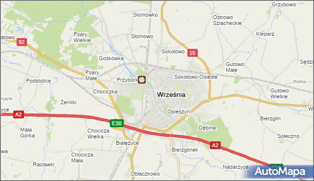 mapa Wrześni, Września na mapie Targeo