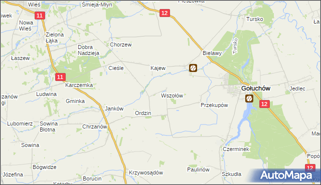 mapa Wszołów, Wszołów na mapie Targeo