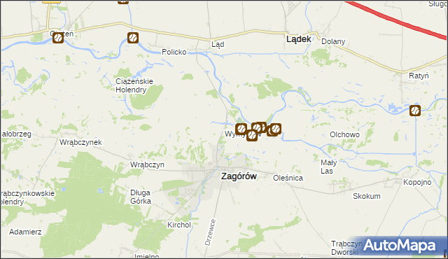 mapa Wymysłów gmina Zagórów, Wymysłów gmina Zagórów na mapie Targeo