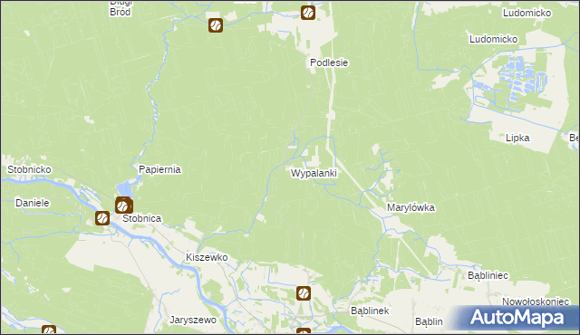mapa Wypalanki gmina Oborniki, Wypalanki gmina Oborniki na mapie Targeo