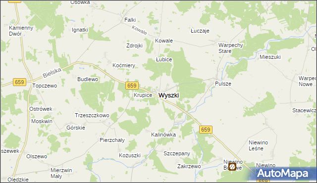 mapa Wyszki powiat bielski, Wyszki powiat bielski na mapie Targeo