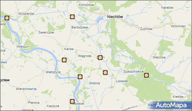 mapa Żabin gmina Niechlów, Żabin gmina Niechlów na mapie Targeo