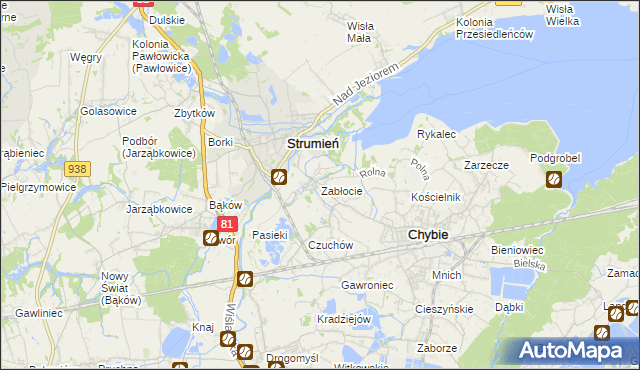 mapa Zabłocie gmina Strumień, Zabłocie gmina Strumień na mapie Targeo