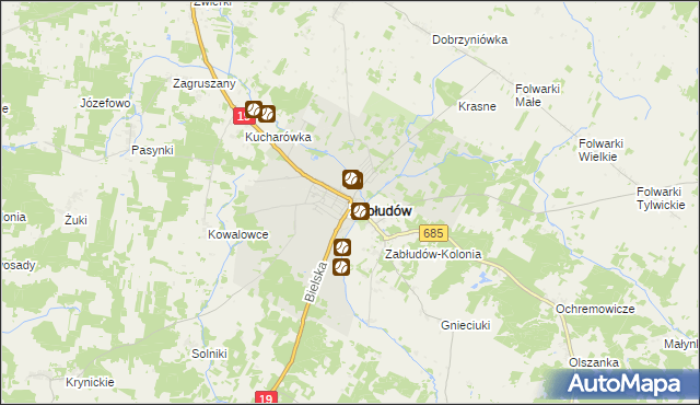 mapa Zabłudów, Zabłudów na mapie Targeo