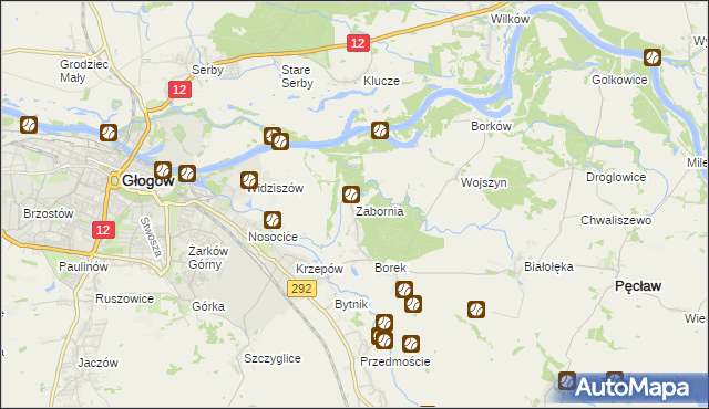 mapa Zabornia gmina Głogów, Zabornia gmina Głogów na mapie Targeo