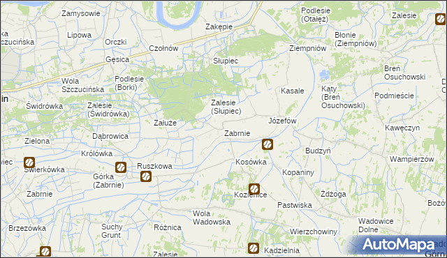 mapa Zabrnie gmina Wadowice Górne, Zabrnie gmina Wadowice Górne na mapie Targeo