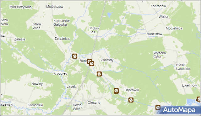 mapa Zabrody gmina Krasocin, Zabrody gmina Krasocin na mapie Targeo