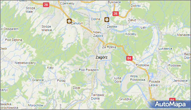 mapa Zagórz powiat sanocki, Zagórz powiat sanocki na mapie Targeo