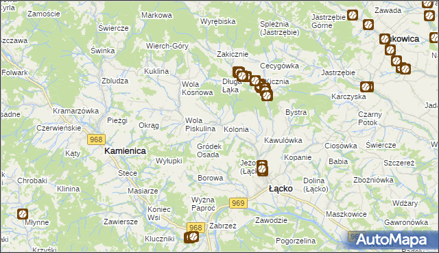 mapa Zagorzyn gmina Łącko, Zagorzyn gmina Łącko na mapie Targeo