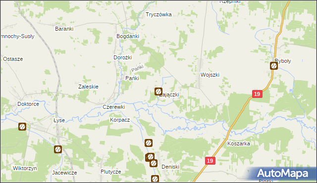 mapa Zajączki gmina Juchnowiec Kościelny, Zajączki gmina Juchnowiec Kościelny na mapie Targeo