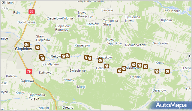 mapa Zajączków gmina Chotcza, Zajączków gmina Chotcza na mapie Targeo