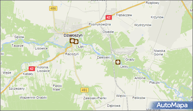 mapa Zalesiaki, Zalesiaki na mapie Targeo