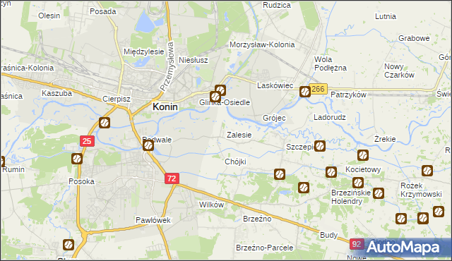 mapa Zalesie gmina Krzymów, Zalesie gmina Krzymów na mapie Targeo