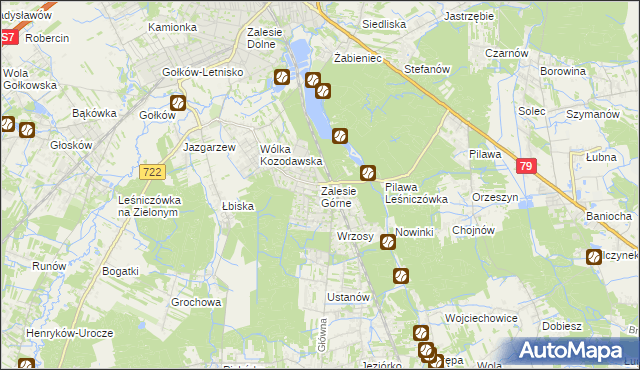 mapa Zalesie Górne, Zalesie Górne na mapie Targeo