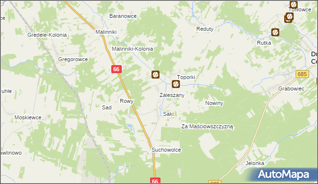 mapa Zaleszany gmina Kleszczele, Zaleszany gmina Kleszczele na mapie Targeo