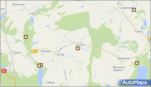 mapa Żarczyn gmina Widuchowa, Żarczyn gmina Widuchowa na mapie Targeo