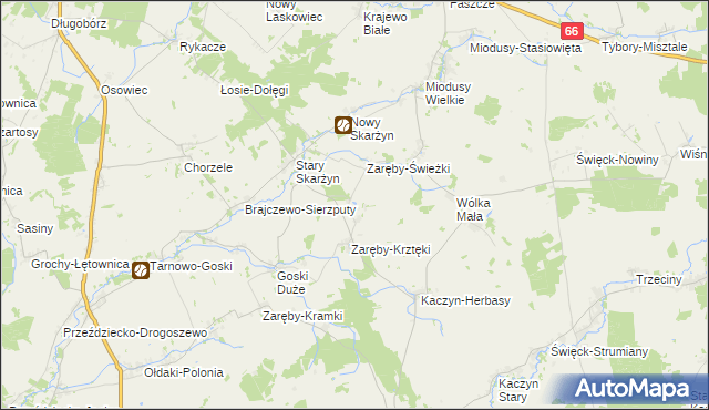 mapa Zaręby-Kromki, Zaręby-Kromki na mapie Targeo