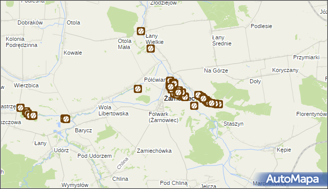 mapa Żarnowiec powiat zawierciański, Żarnowiec powiat zawierciański na mapie Targeo