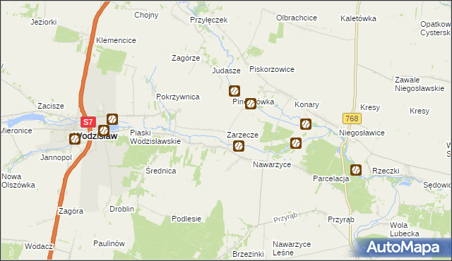 mapa Zarzecze gmina Wodzisław, Zarzecze gmina Wodzisław na mapie Targeo