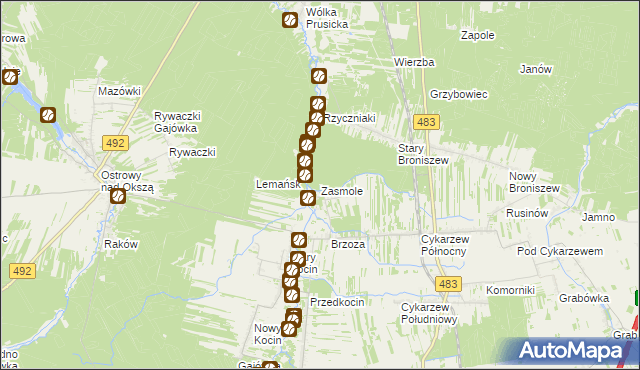 mapa Zasmole, Zasmole na mapie Targeo