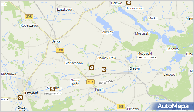 mapa Zbęchy-Pole, Zbęchy-Pole na mapie Targeo