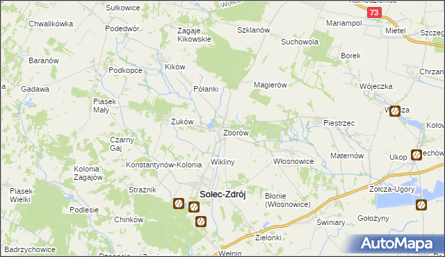 mapa Zborów gmina Solec-Zdrój, Zborów gmina Solec-Zdrój na mapie Targeo