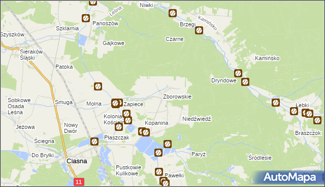 mapa Zborowskie gmina Ciasna, Zborowskie gmina Ciasna na mapie Targeo