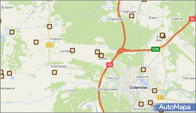 mapa Żdżary gmina Goleniów, Żdżary gmina Goleniów na mapie Targeo