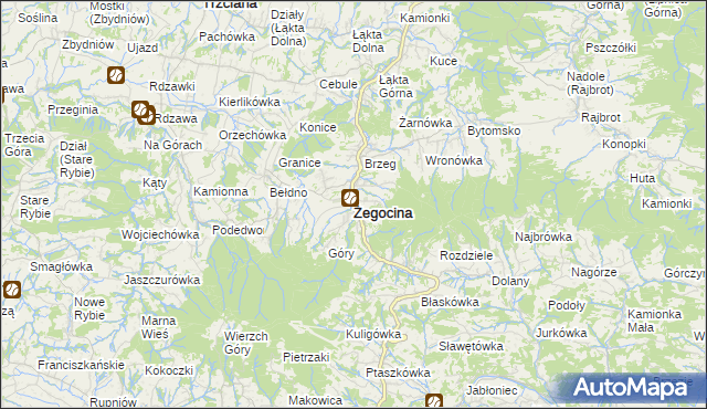 mapa Żegocina, Żegocina na mapie Targeo