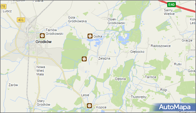 mapa Żelazna gmina Grodków, Żelazna gmina Grodków na mapie Targeo