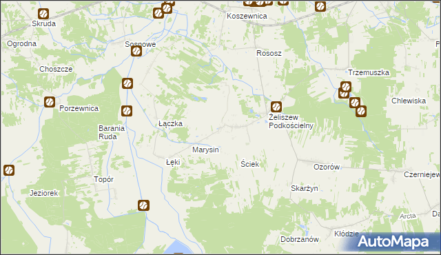 mapa Żeliszew Duży, Żeliszew Duży na mapie Targeo