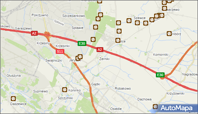 mapa Żerniki gmina Kórnik, Żerniki gmina Kórnik na mapie Targeo