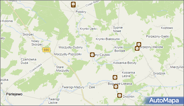 mapa Żery-Czubiki, Żery-Czubiki na mapie Targeo