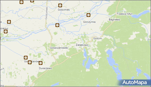 mapa Zielątkowo gmina Drezdenko, Zielątkowo gmina Drezdenko na mapie Targeo