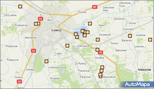 mapa Zielkowice, Zielkowice na mapie Targeo