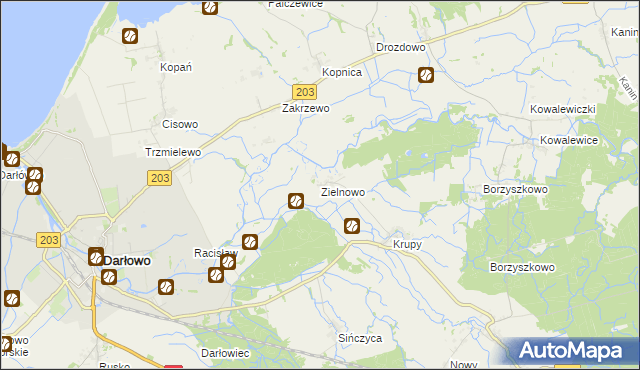 mapa Zielnowo gmina Darłowo, Zielnowo gmina Darłowo na mapie Targeo