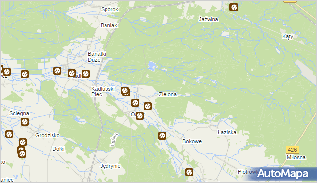 mapa Zielona gmina Jemielnica, Zielona gmina Jemielnica na mapie Targeo