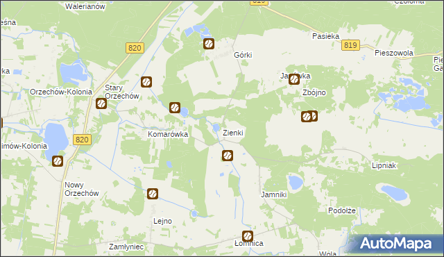 mapa Zienki, Zienki na mapie Targeo