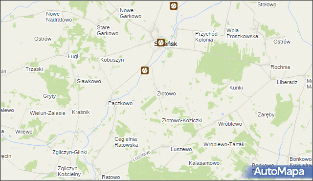 mapa Złotowo gmina Szreńsk, Złotowo gmina Szreńsk na mapie Targeo