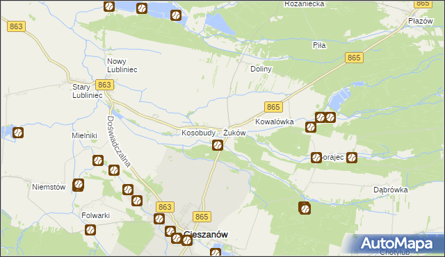 mapa Żuków gmina Cieszanów, Żuków gmina Cieszanów na mapie Targeo