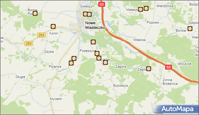 mapa Żuków gmina Nowe Miasteczko, Żuków gmina Nowe Miasteczko na mapie Targeo