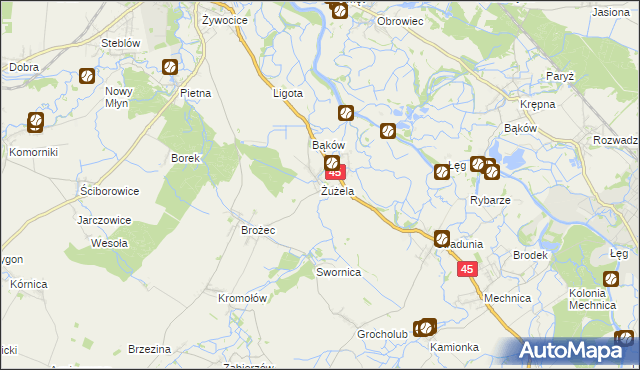 mapa Żużela, Żużela na mapie Targeo