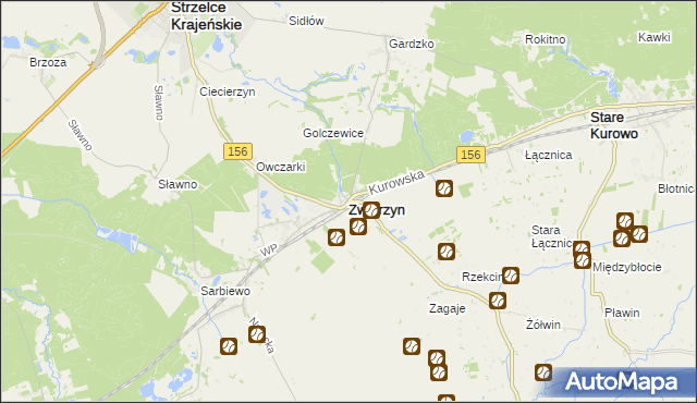 mapa Zwierzyn powiat strzelecko-drezdenecki, Zwierzyn powiat strzelecko-drezdenecki na mapie Targeo