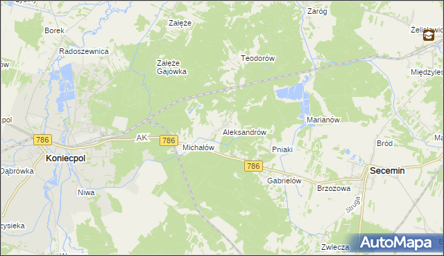 mapa Aleksandrów gmina Koniecpol, Aleksandrów gmina Koniecpol na mapie Targeo