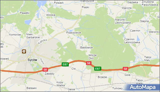 mapa Bałdowice, Bałdowice na mapie Targeo