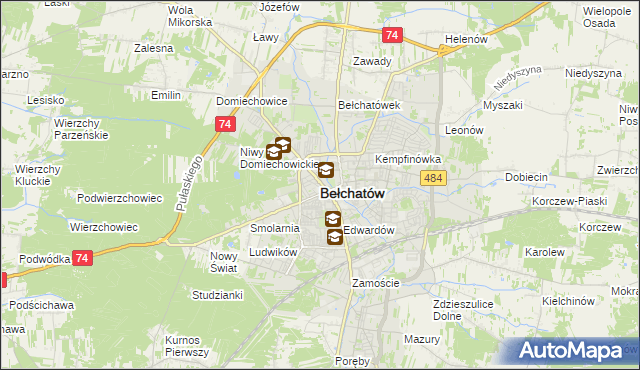 mapa Bełchatów, Bełchatów na mapie Targeo